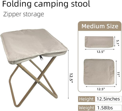 UK-0963 Folding Stool, Mini Outdoor Camping Stool, Portable Small Foldable Lightweight Hunting Seat with Zippered Carrying Bag, Folding Slacker Chairs for Fishing Travelling Picnics