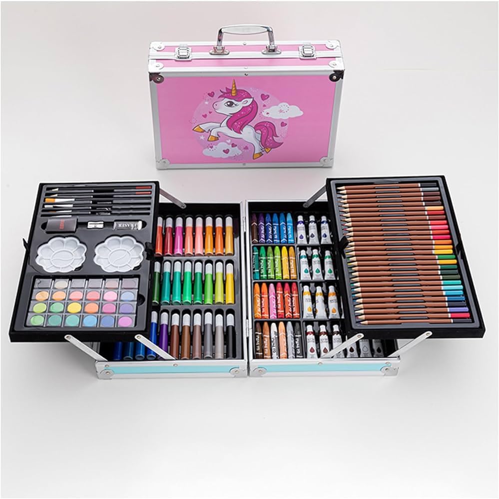 UK-0841 Artist Colour Set Unicorn Color Box With Multiple Coloring Kit, Professional Drawing Color Pencils, Water Colors, Oil Pastel, Sketches And Acrylic Paint Brush For Art Craft(Multi), Kids