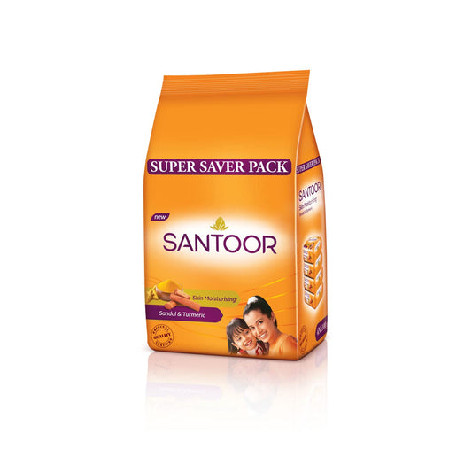 Santoor Skin Moisturizing Sandal & Turmeric Bathing Soap with Nourishing & Anti-Aging Properties| For Soft & Smooth and Younger-Looking Skin| For All Skin Types