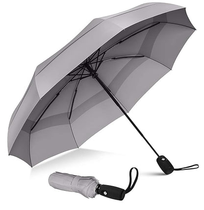 UK-0891 Portable Auto Travel Umbrella - Windproof for Rain, Strong for Wind, Auto Open/Close Button, Perfect Car Umbrella for Men & Women