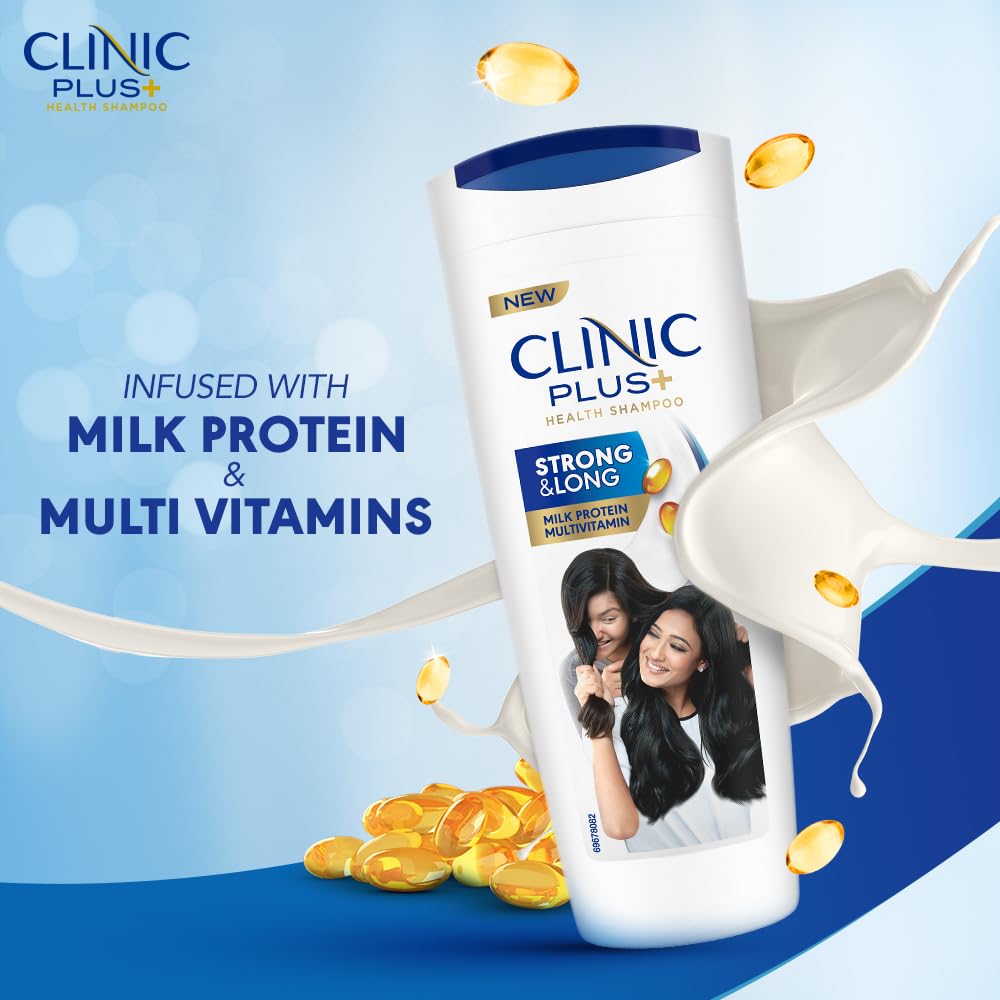 Clinic Plus Shampo With Milk Proteins & Multivitamins for Healthy and Long Hair - Strengthening Shampoo for Hair Growth