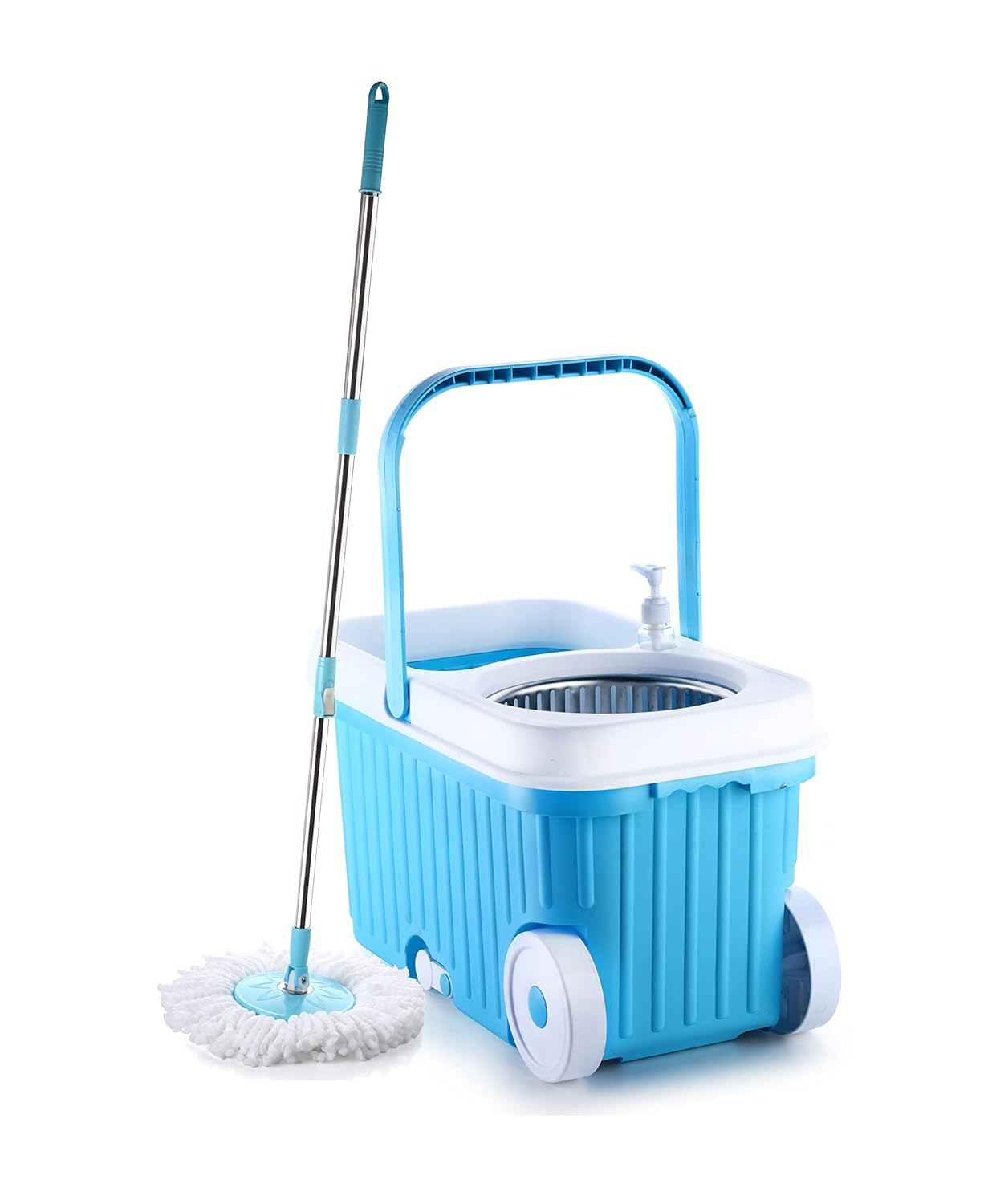 UK-0182 Ganesh Sporty Plastic Spin Mop with Bigger Wheels and Plastic Auto Fold Handle for 360 Degree Cleaning