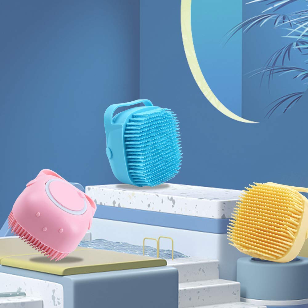 UK-0108  Silicone Massage Bath Body Brush Soft Silicone Bath Shower Massage Body Cleaning Bath Brush With Shampoo Dispenser