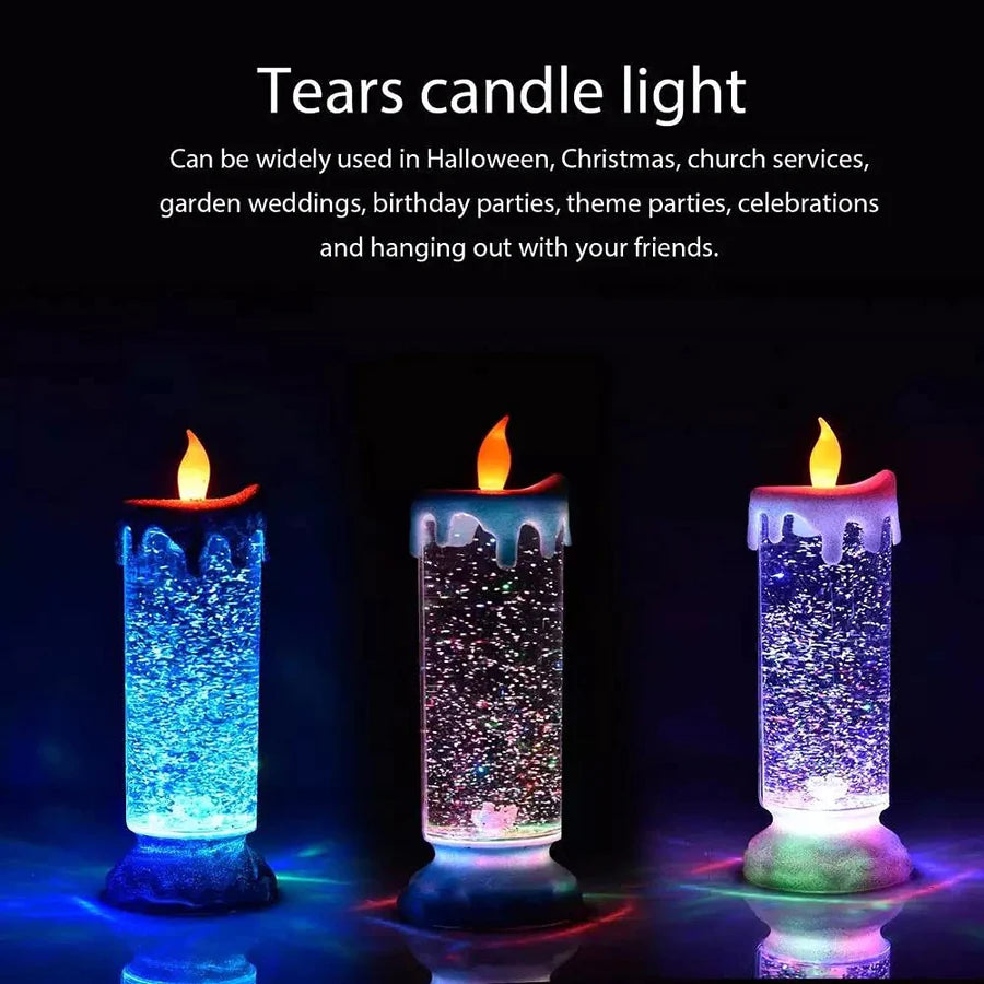 UK-0009 LED Light Swirling Glitter Water Color Changing Candle Light, (Glitter LED Candle)