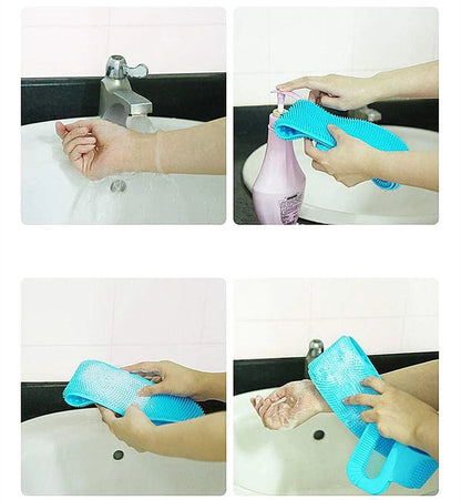 UK-0055 (Loos) Bath Body Brush Towel Eco-Friendly Back Scrubber Shower Brush Silicone Bath Body Brush