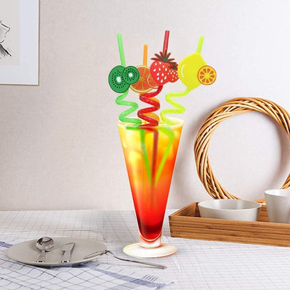 UK-0554 Curly 4 PCS Reusable Straws Smoothie Drinking Straws for Milkshakes Frozen Drinks Plastic Straws for Christmas/Kids/Birthday Party Decorations for Kids Girls(Random Colour & Design)