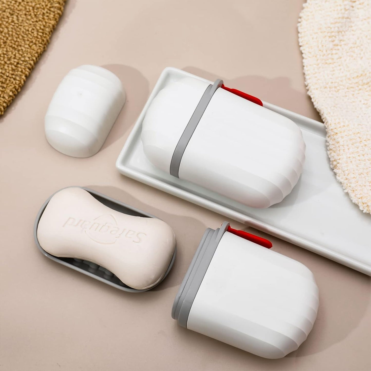 UK-0268 Soap Box Holder Travel Portable Soap Dish, Creative Soap Box Waterproof Soap Storage Container Household Soap Dish with Cover for Bathroom Soap Case