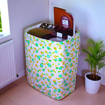 UK-1020 Semi Automatic Washing Machine Cover for  6 kg, 6.2 kg, 6.5 Kg, 7 kg Double Door | Waterproof, Dustproof, PVC, Outdoor Cover | With Full Open Zip | 83x46x83 cms