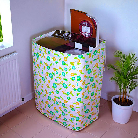 UK-1020 Semi Automatic Washing Machine Cover for  6 kg, 6.2 kg, 6.5 Kg, 7 kg Double Door | Waterproof, Dustproof, PVC, Outdoor Cover | With Full Open Zip | 83x46x83 cms