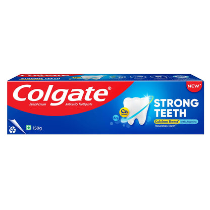 Colgate Strong Teeth,  India’s No: 1 Toothpaste Brand, Calcium-boost Tooth Paste for 2X Stronger Teeth, Whitens Teeth, Fresh Breath & Prevents Cavities