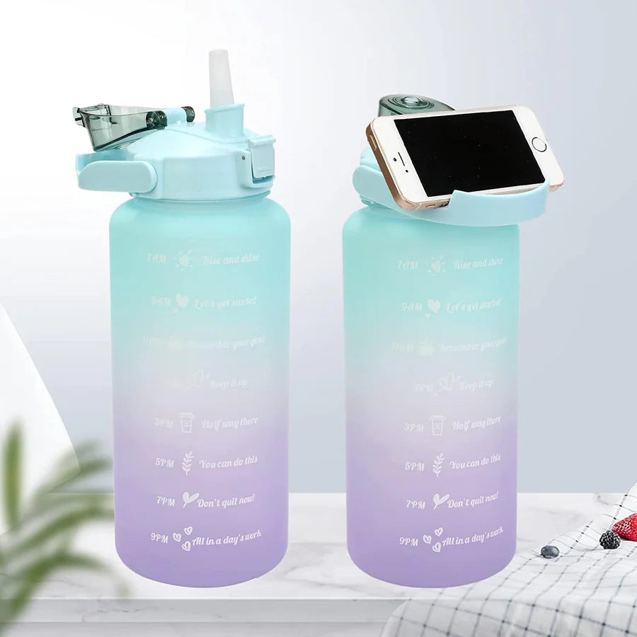 UK-0023 3 in 1 Water Bottle with Motivational Time Marker, Leakproof Durable BPA Free Non-Toxic Water bottle for office, gym, school