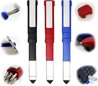 UK-0320 Multifunction Stylus Pen, 4 in 1 Tools Pen with Phone Stand and Touch Screen Mini Pen Compact Pocket Pen-Shaped Phone Holder with Screwdriver Tool