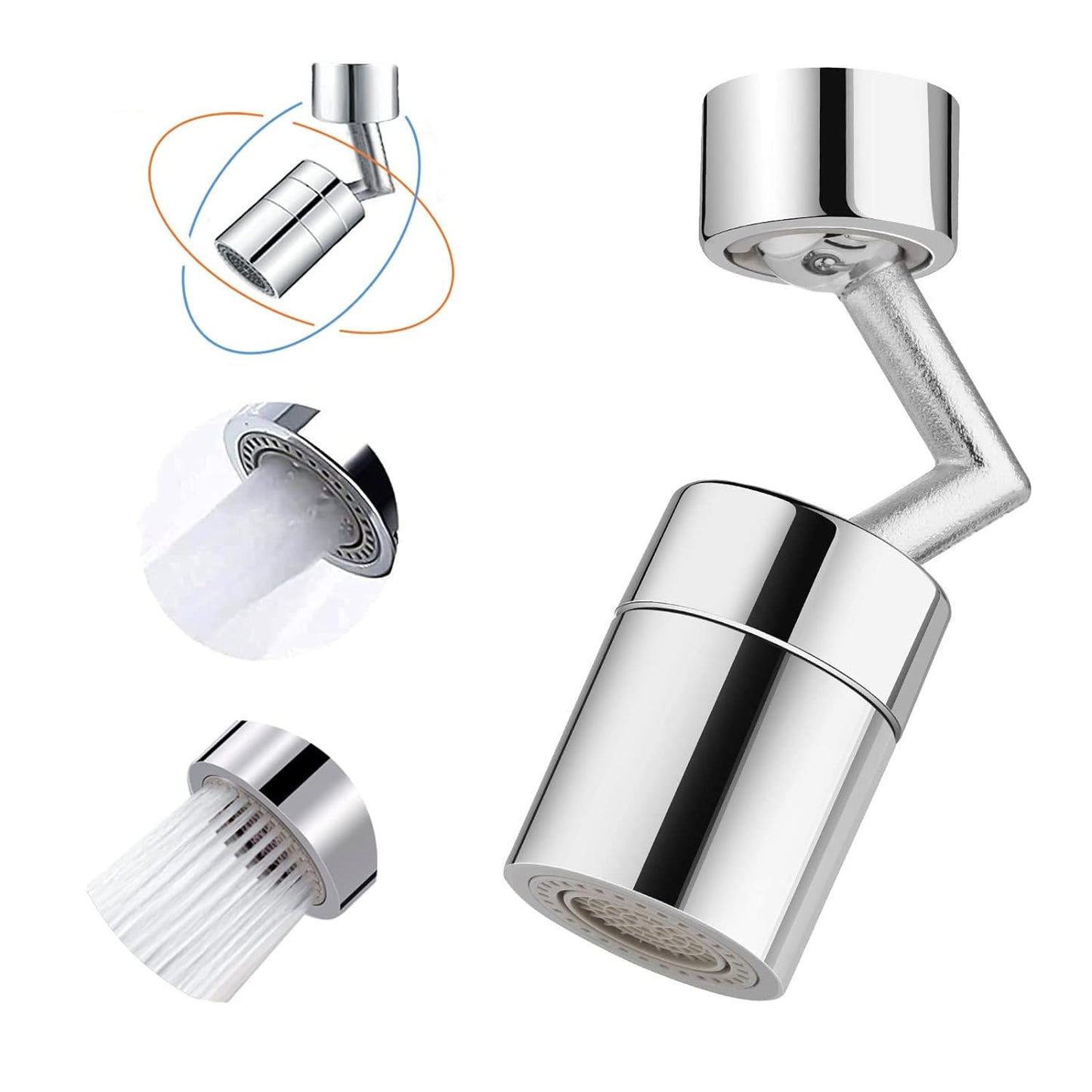 UK-0281 plash Filter Faucet, 720° Rotatable Faucet Sprayer Head with Durable Copper, Anti-Splash Movable Tap Head Water Saving