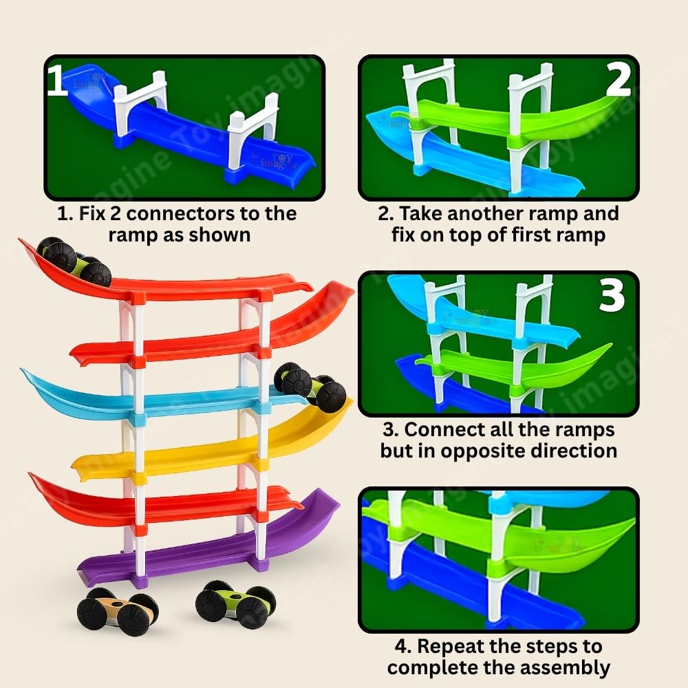 UK-1044 4-Level Car Ramp Racer Toy with 4 Cars – Rolling Track Toy for Kids Ages 2–7 | Birthday Gift for Boys & Girls | Educational & Fun Car Toy Set | Colorful Racing Action