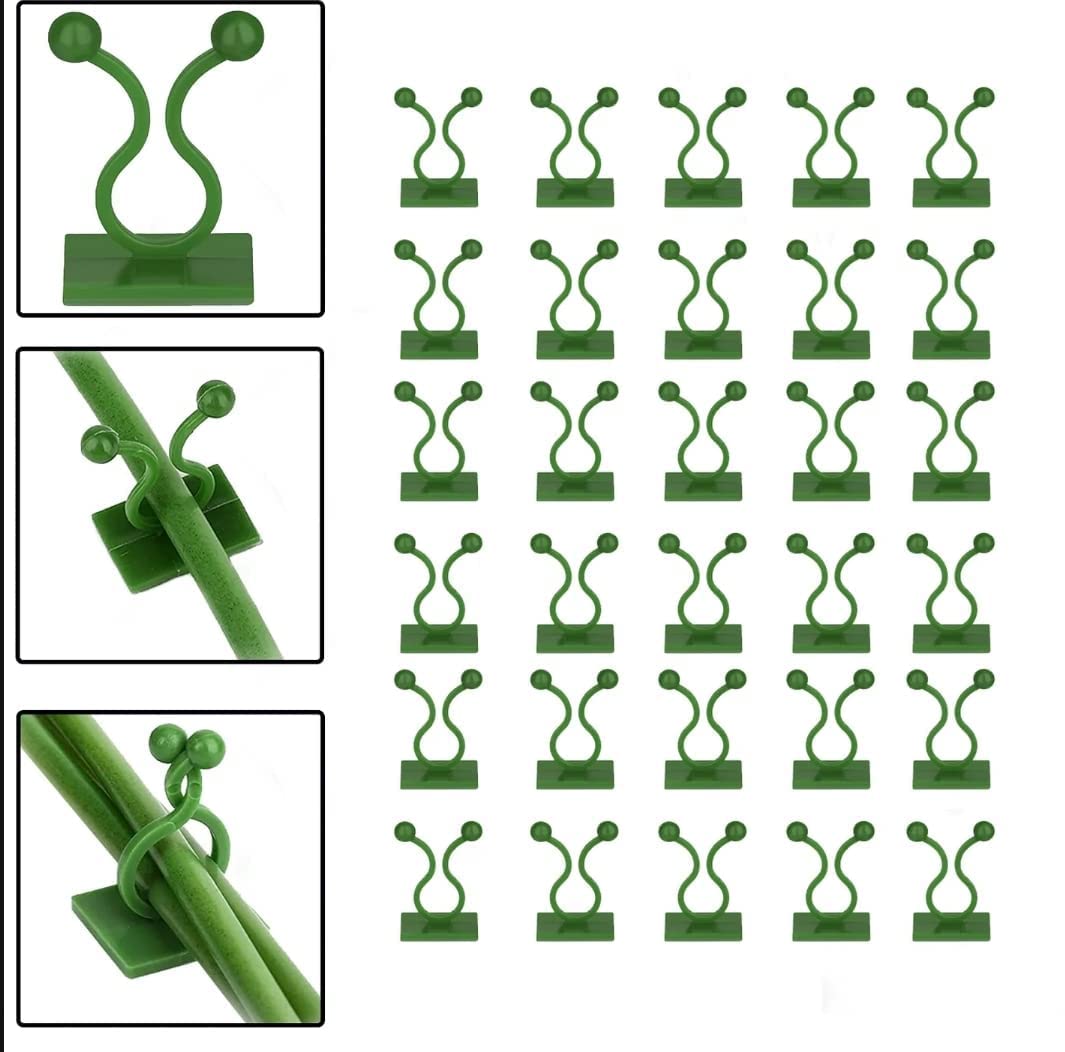 UK-0254 Tree Clip Plant Wall Climbing Fixing Clips, Reusable Self Adhesive Plant Support Garden Twist Clips