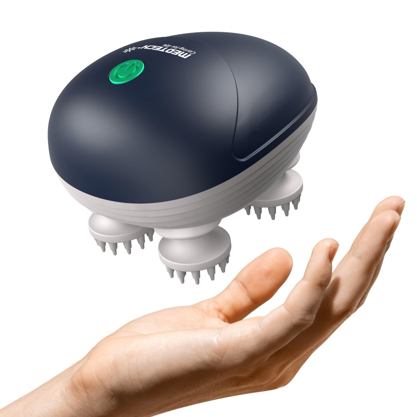 UK-0912 Head & Scalp Massager for Men Women, Handheld Cat Dog Pet Head Massager with 4 Silicon Heads | Portable Head Massager for Hair Growth, Muscle Relaxation & Stress Relief