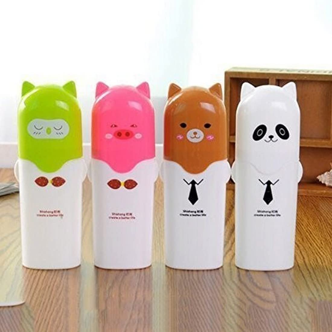 UK-0858 Cartoon Design Toothbrush Holder Box Best for Travel Camping Bathroom for Storage Multicolor