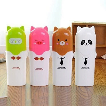 UK-0858 Cartoon Design Toothbrush Holder Box Best for Travel Camping Bathroom for Storage Multicolor