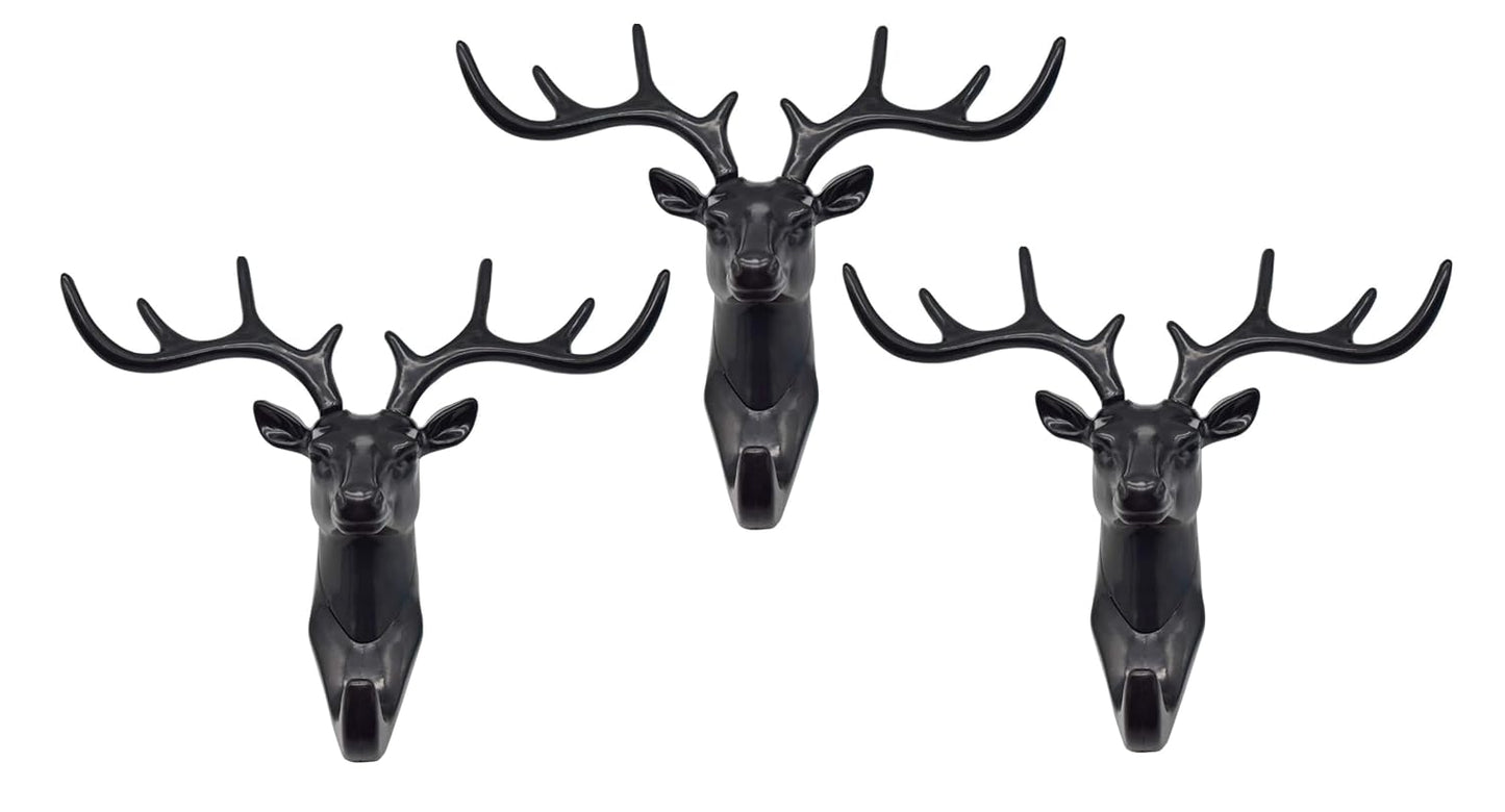 UK-0122  Deer Head Hanging Hook, Self Adhesive Wall Door Hook Hanger Bag Keys Sticky Holder