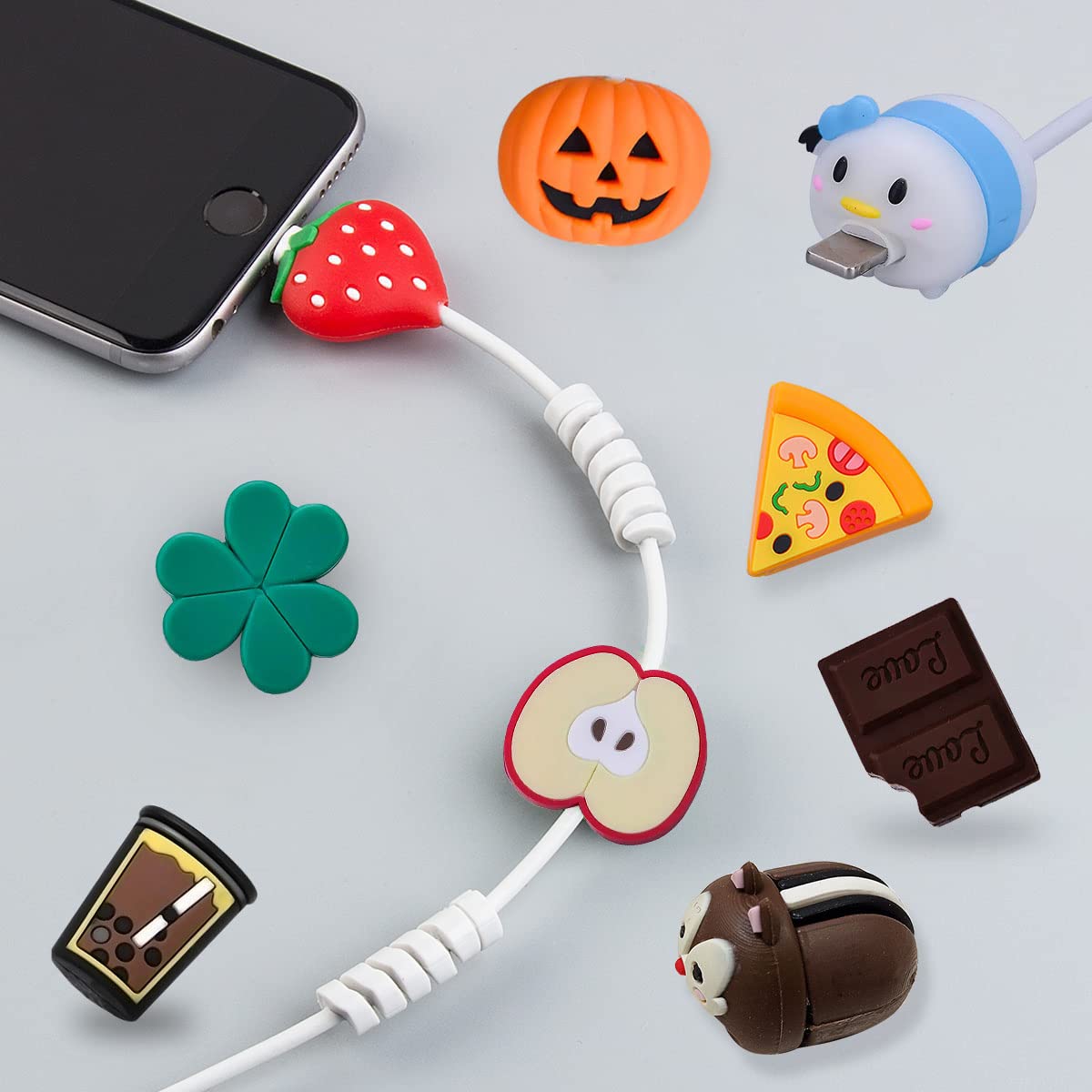 UK-0498 Silicone Cute Charging Cable Wire Protector, Cord Protection Compatible For Android Usb, Type-C And Camera Cable/Smartphone/Iphone Charging Cables- (Random Design)