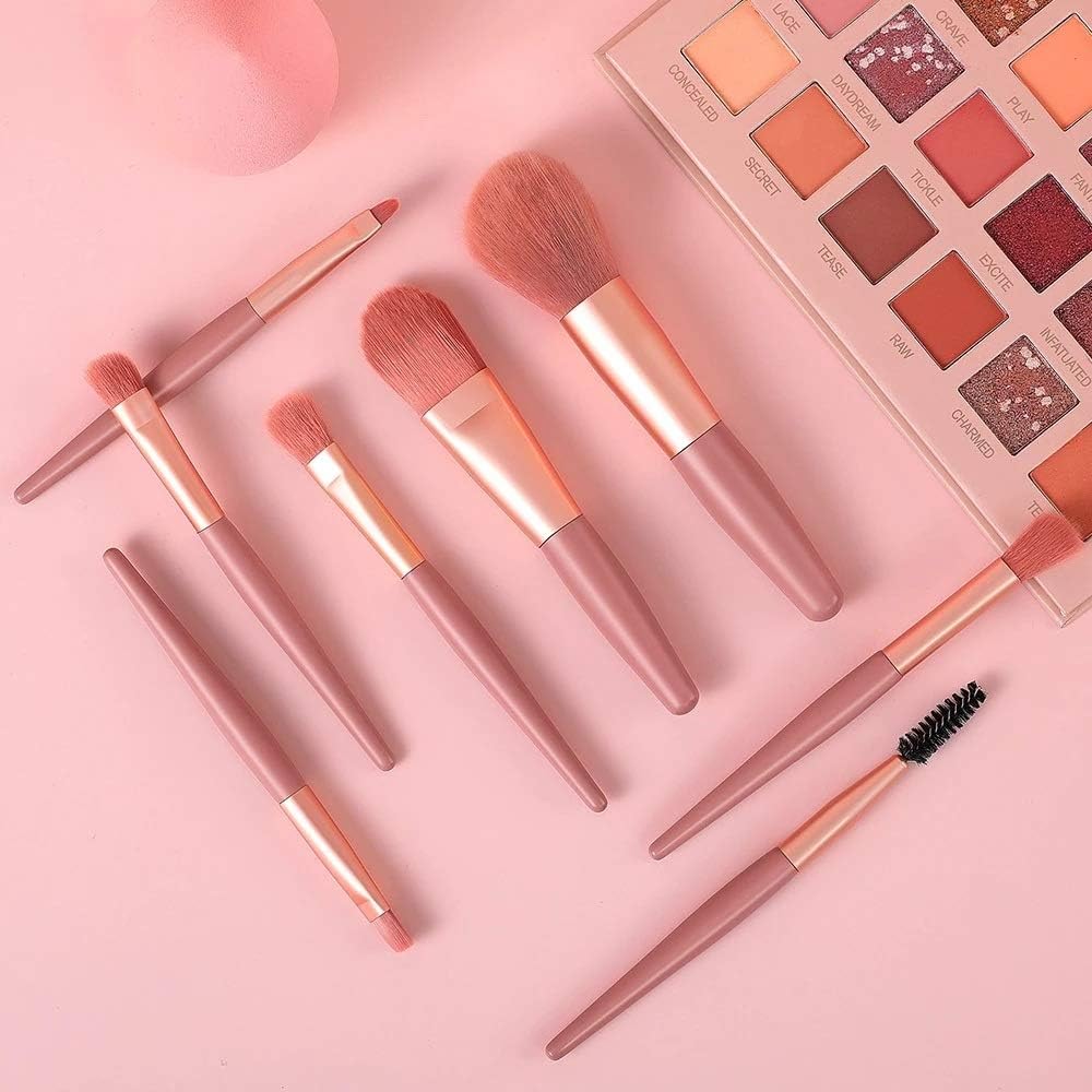 UK-0278 Makeup Brush Set Kabuki Foundation Blending Brush Face Powder Blush Concealers Eye Shadows Make Up Brushes (8Pcs)