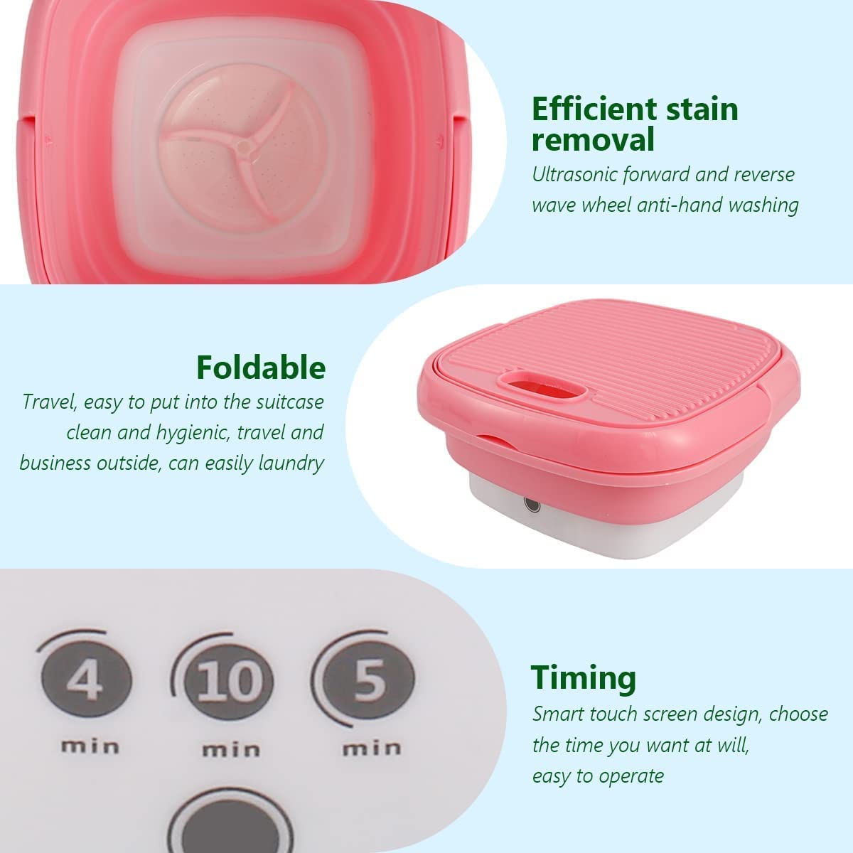 UK-0265 Mini Washing Machine Portable Folding Washing Machine Bucket Washer Single Person Use Mobile Foldable Washing & Spin Dry for Camping,Travel, Lightweight and Easy to Carry