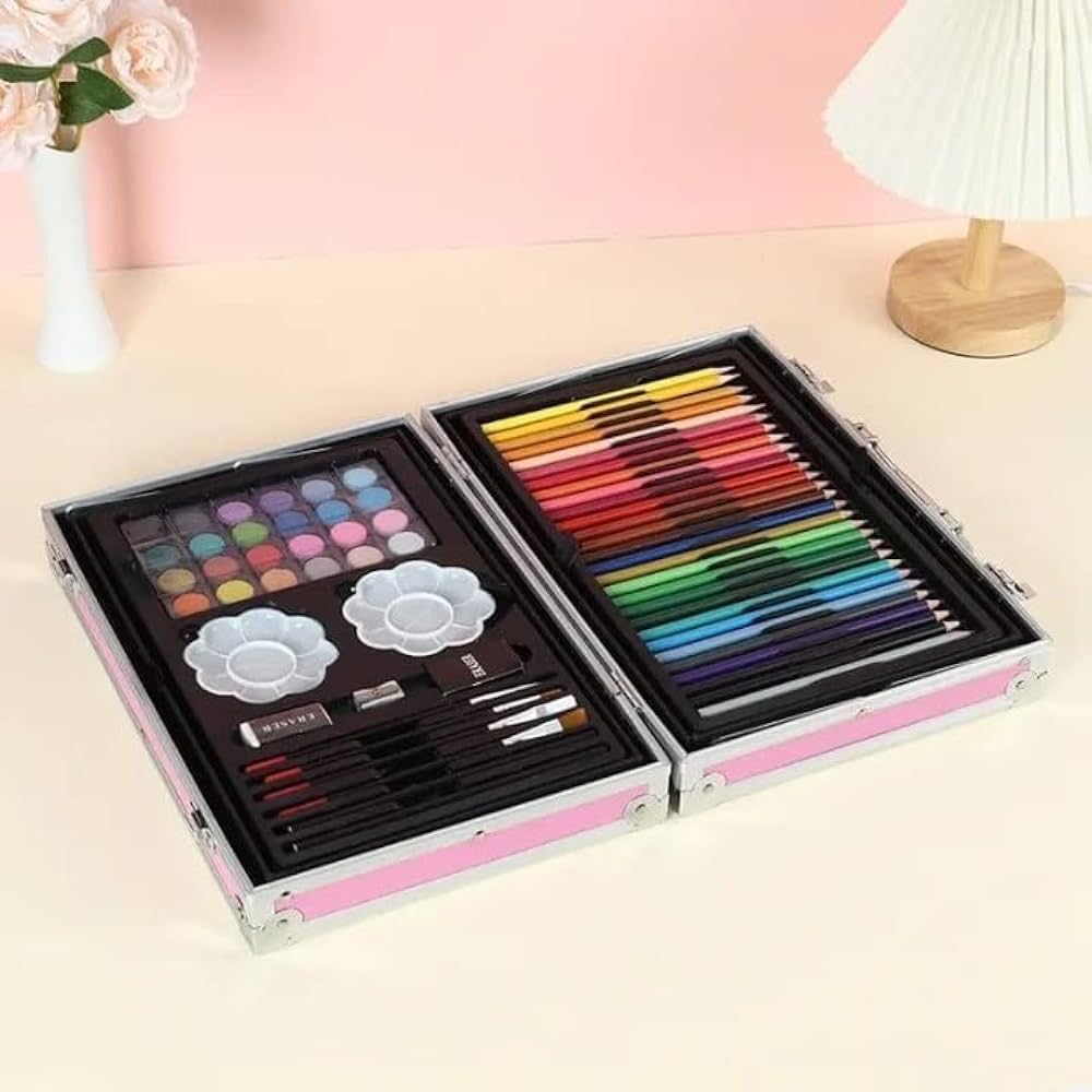 UK-0841 Artist Colour Set Unicorn Color Box With Multiple Coloring Kit, Professional Drawing Color Pencils, Water Colors, Oil Pastel, Sketches And Acrylic Paint Brush For Art Craft(Multi), Kids