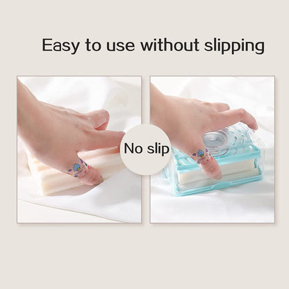 UK-0185 2-in-1 Portable Soap Dish & Soap Dispenser with Roller and Drain Holes, Foaming Soap Bar Box