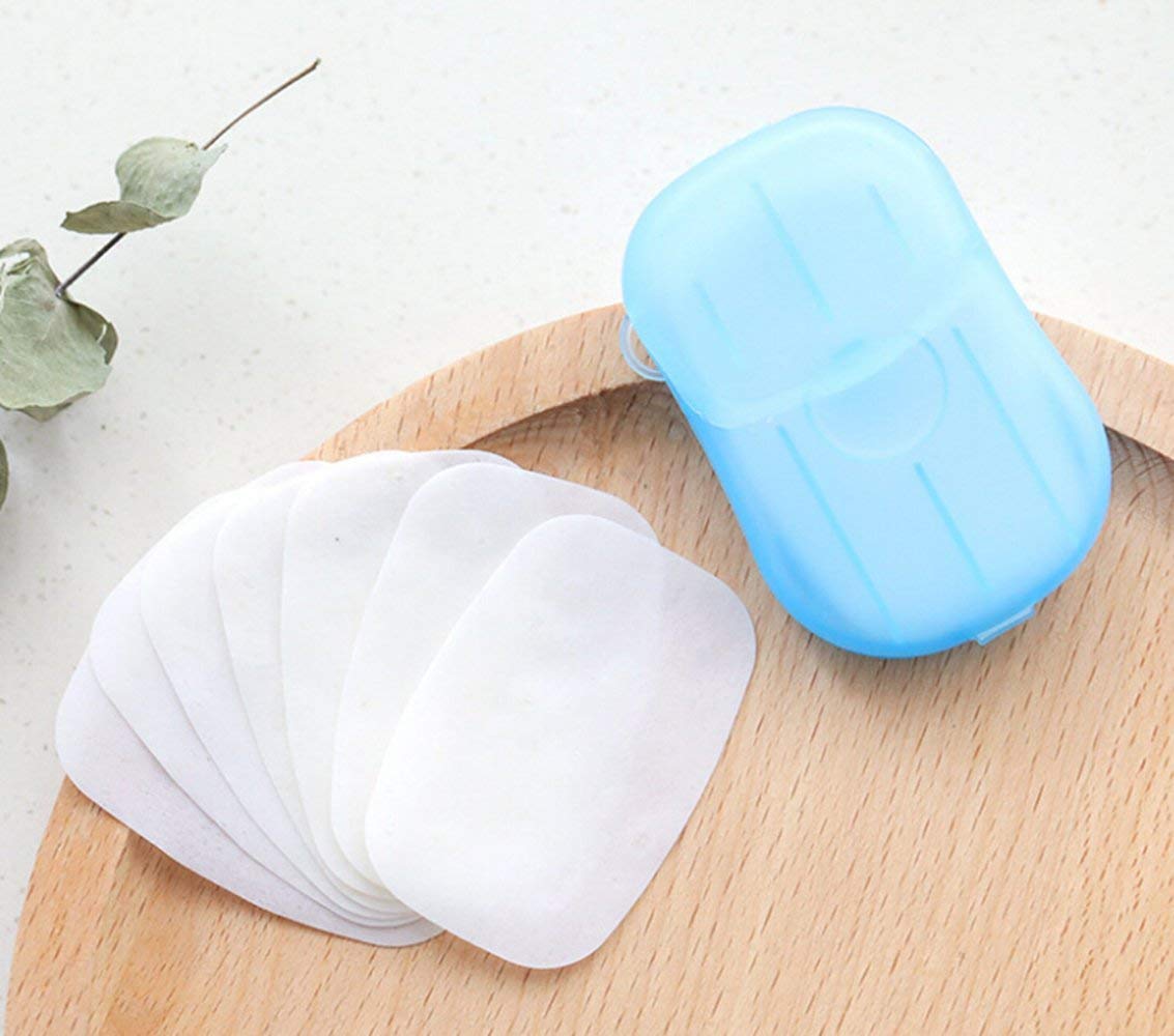 uk-0528 Paper Soap Strips Box Mini Portable Travel Soap Paper Sheets Disposable Hand Washing Bath Scented Paper Soap for Outdoor, Camping Hiking