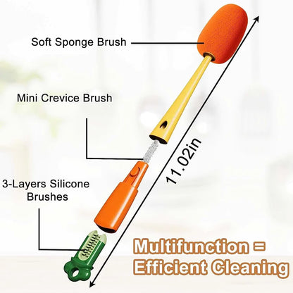 UK-0020 3 in 1 Multi Bottle Cleaning Brush,Sponge Baby Bottle Brush, Cup Lid Gap Bottle Cleaner Brush Cleaning Brush, Multifunctional Cup Brush with Long Handle for Water Bottles, Tumblers