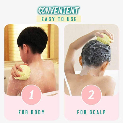 UK-0108  Silicone Massage Bath Body Brush Soft Silicone Bath Shower Massage Body Cleaning Bath Brush With Shampoo Dispenser