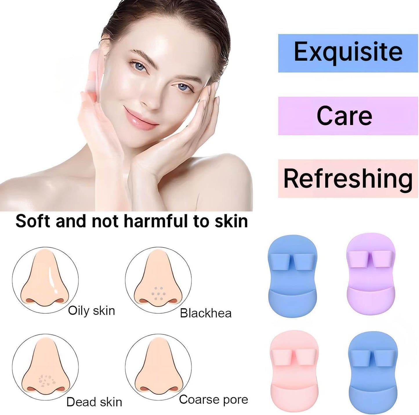 UK-1086 Face Scrubber For Women And Men, Silicone Face Cleansing Brush Face Scrubbers Soft Exfoliators Cleaning Tool, Facial Cleansing Brush For Pimples Blackhead Remover Deep Cleans Skin Care (1Pcs)