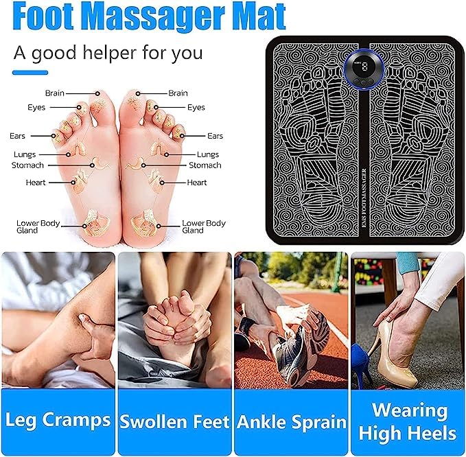 UK-0050 EMS FOOT MASSAGER, ELECTRIC FEET MASSAGER, DEEP KNEADING CIRCULATION FOOT BOOSTER FOR FEET AND LEGS MUSCLE STIMULATOR, FOLDING PORTABLE ELECTRIC MASSAGE MACHINE