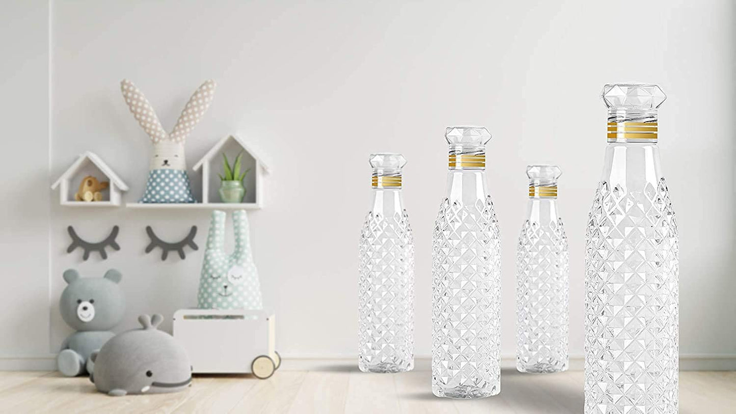 UK-0300 Diamond cut Crystal Clear Plastic Fridge Water Bottle, Unbreakable Re-Usable Bottles Ideal for Office, Gym, Yoga(1 PC)