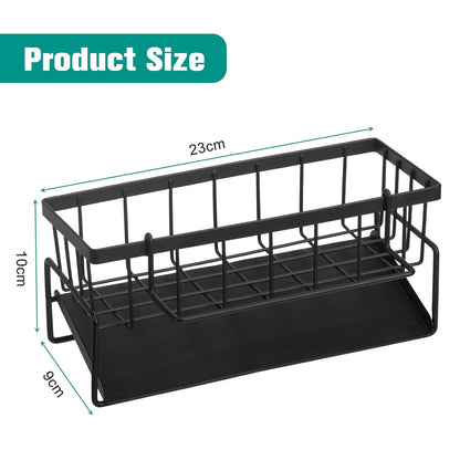 UK-1069 Sink Storage Rack, Kitchen Organiser, Stainless Steel Storage Box with Drip Tray, Suitable for Storing Sponges, Towels and Tea Towels