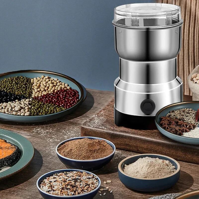 UK-0198 Mini Spice Coffee Grinder Electric Stainless Steel Fast Grinding Multifunction Smash Machine Dry Grain Mill Grinder for Spices Powder Seeds Rice Beans Seasonings