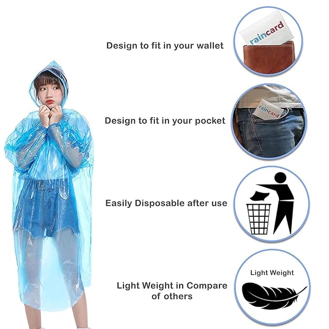 UK-0369 Rain Card for Emergency Use | Waterproof Rain with Smallest Pocket Size| Easy to Carry