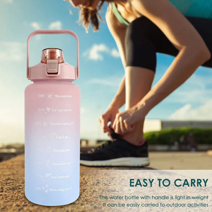 UK-0023 3 in 1 Water Bottle with Motivational Time Marker, Leakproof Durable BPA Free Non-Toxic Water bottle for office, gym, school