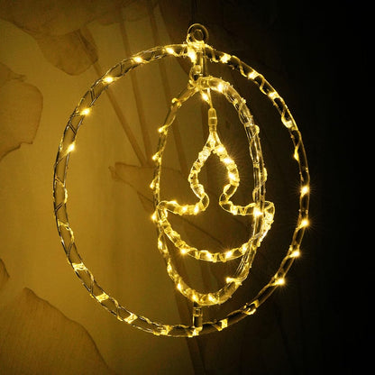 UK-1009 Diya Pendant Hanging Lights – Warm White LED Decorative Lights for Diwali, Navratri, Christmas Tree, New Year Party & Home Festive Décor