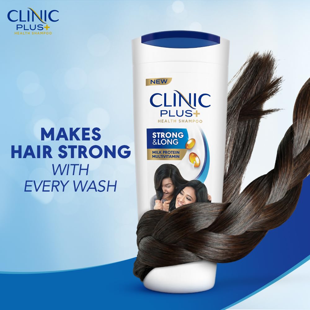 Clinic Plus Shampo With Milk Proteins & Multivitamins for Healthy and Long Hair - Strengthening Shampoo for Hair Growth