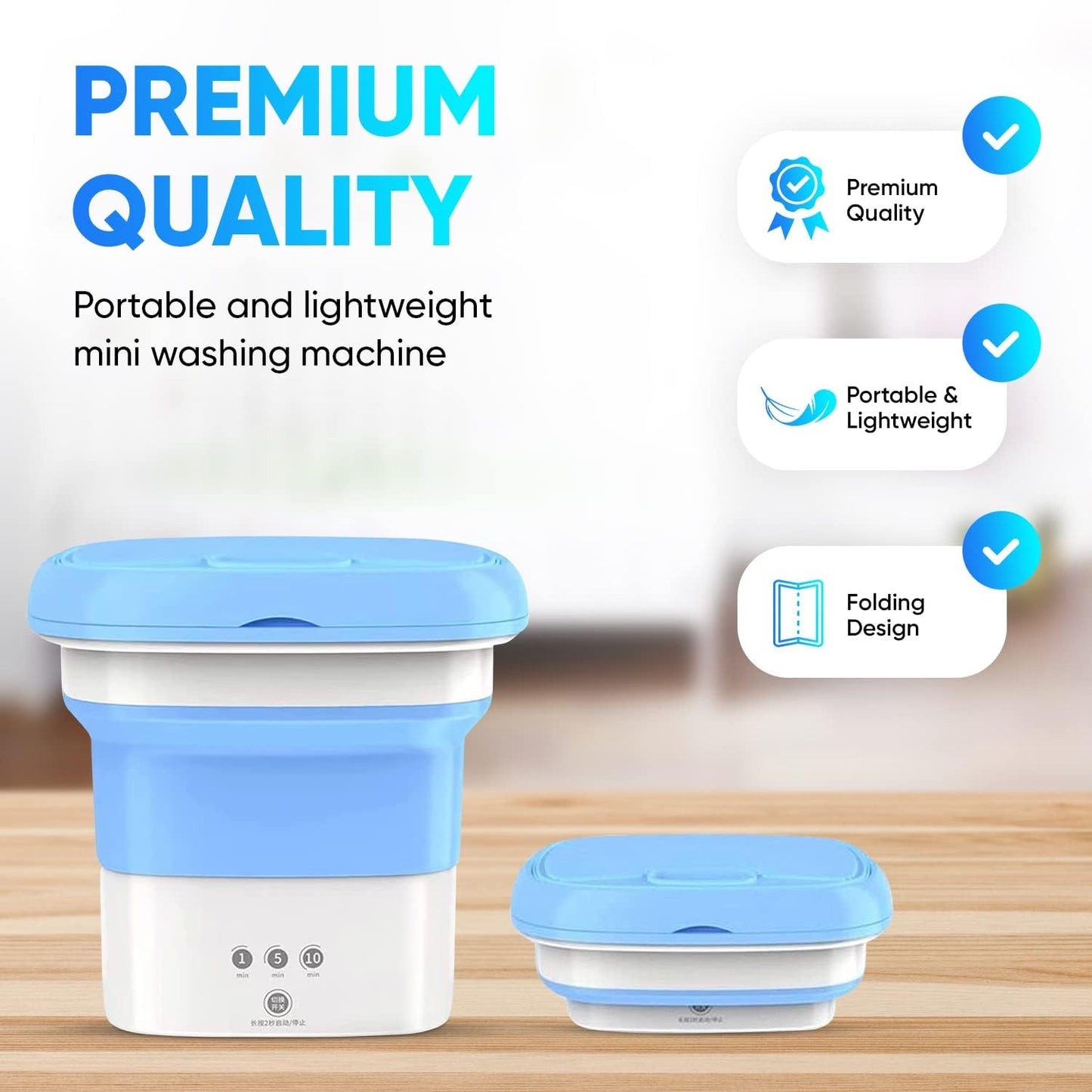 UK-0265 Mini Washing Machine Portable Folding Washing Machine Bucket Washer Single Person Use Mobile Foldable Washing & Spin Dry for Camping,Travel, Lightweight and Easy to Carry