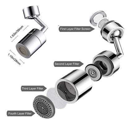 UK-0281 plash Filter Faucet, 720° Rotatable Faucet Sprayer Head with Durable Copper, Anti-Splash Movable Tap Head Water Saving