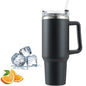 UK-0884 Travel Mug with Handle, Cup with Straw and Handle, Coffee Mug with Lid Coffee Mug, Leak Proof Vacuum Insulated Water Bottle for Hot Iced Drink