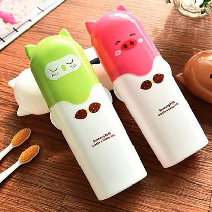 UK-0858 Cartoon Design Toothbrush Holder Box Best for Travel Camping Bathroom for Storage Multicolor