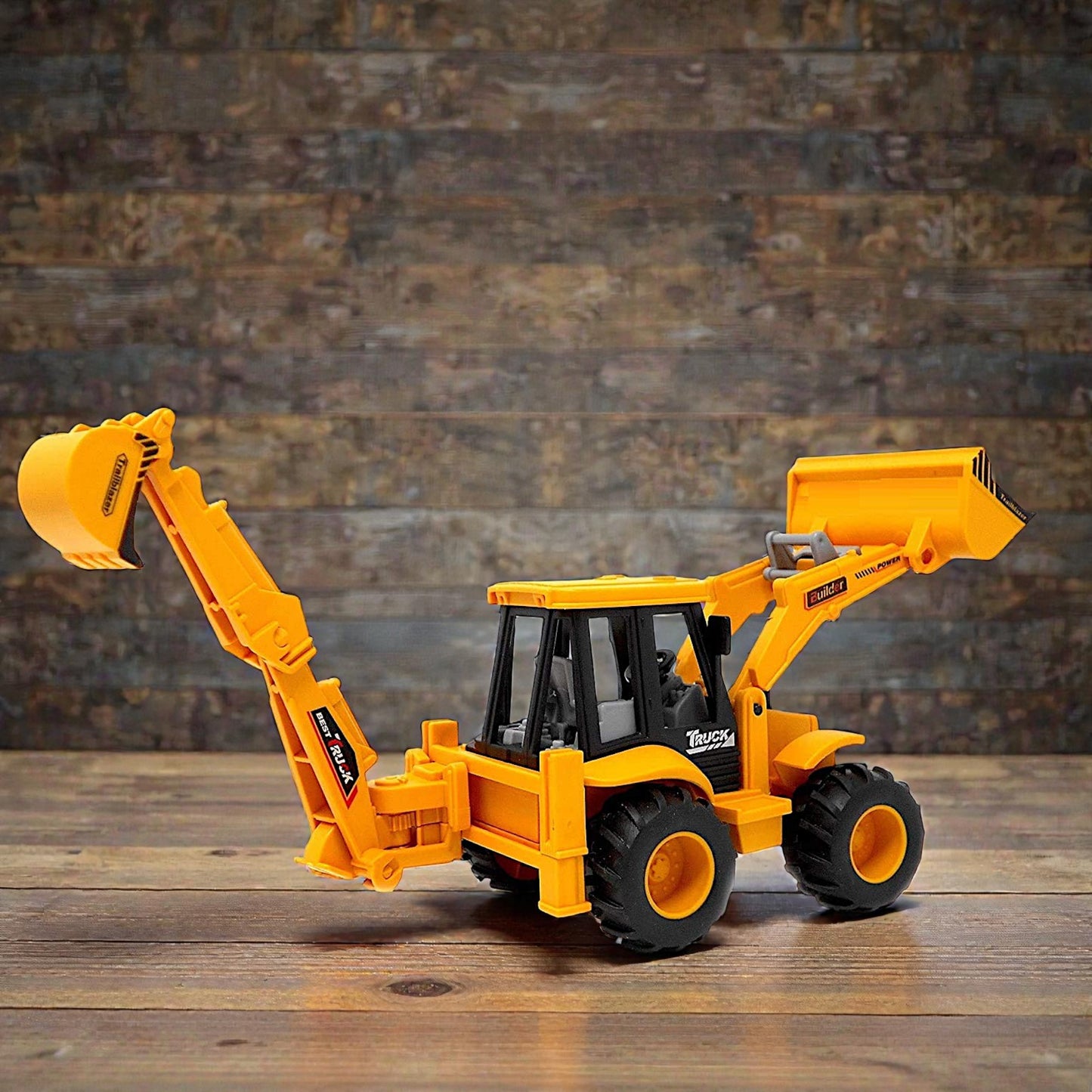 UK-1051 JCB Bulldozer Friction Truck Construction Vehicle Friction 180° Rotatable Excavator Toy Big Wheel Heavy Duty Unbreakable Toy for Kids