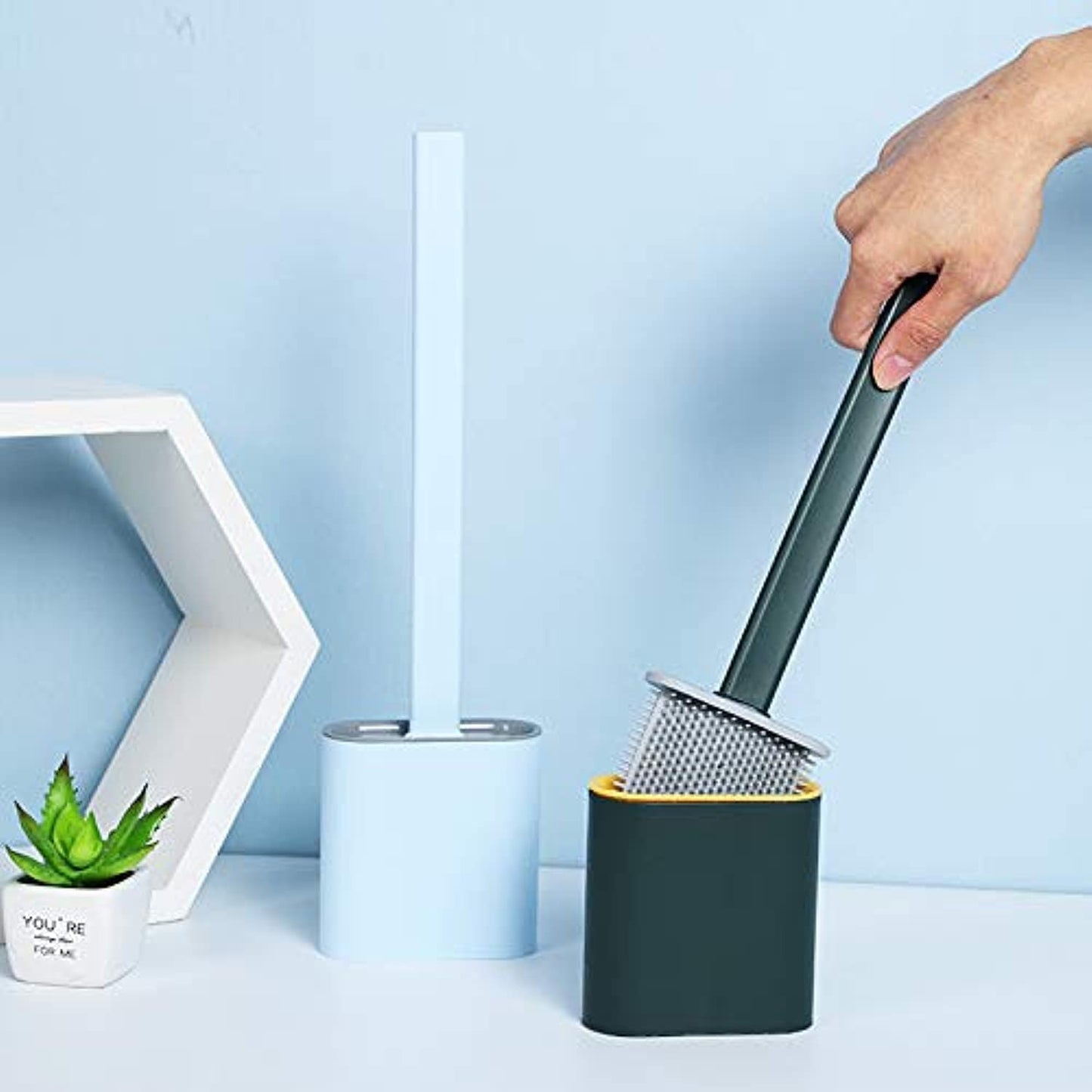 UK-0396 Silicone Toilet Brush With Holder Stand For Bathroom Cleaning