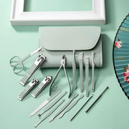 UK-0964 Manicure Set Nail Clipper Kit - 16 Pieces Stainless Steel Manicure Kit, Nail Care Tools for Hand & Feet, Nail Clippers Pedicure Professional Grooming Kits for Facial, Hand & Foot Care