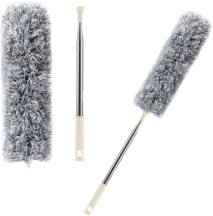 UK-0067 Fan Cleaning Mop Microfiber Duster with Extension Pole(Stainless Steel), Extra Long 100 inches, with Bendable Head, Extendable Duster for Cleaning High Ceiling Fan