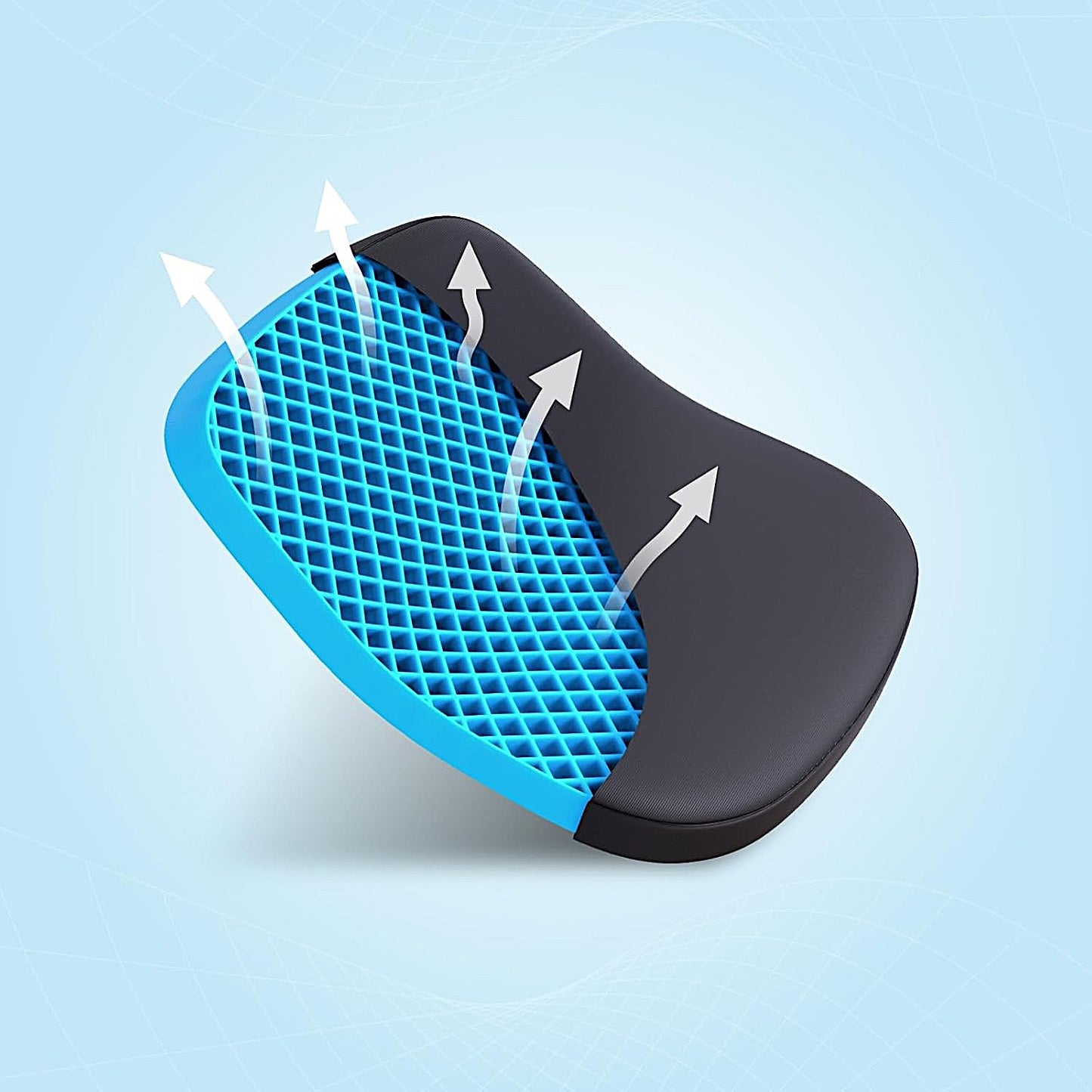 UK-0849 Gel Egg Seat Cushion, Breathable Gel Cushion Chair Pads with Non-Slip Cover for Home Office Car Wheelchair