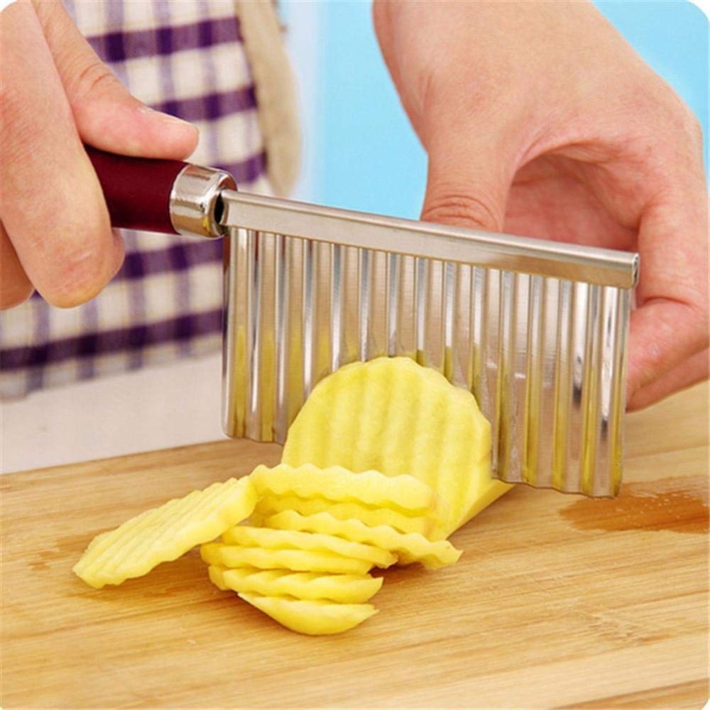 UK-0218 Crinkle Cut Knife, Vegetable Salad Chopping Knife Crinkle Cutters, Crinkle Cutting Tool French Fry Slicer , Potato Cutter Wavy Crinkle,French